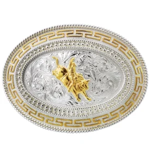 Hebilla Vaquera para Cinto con Monta de Toro en Oro WD-1316