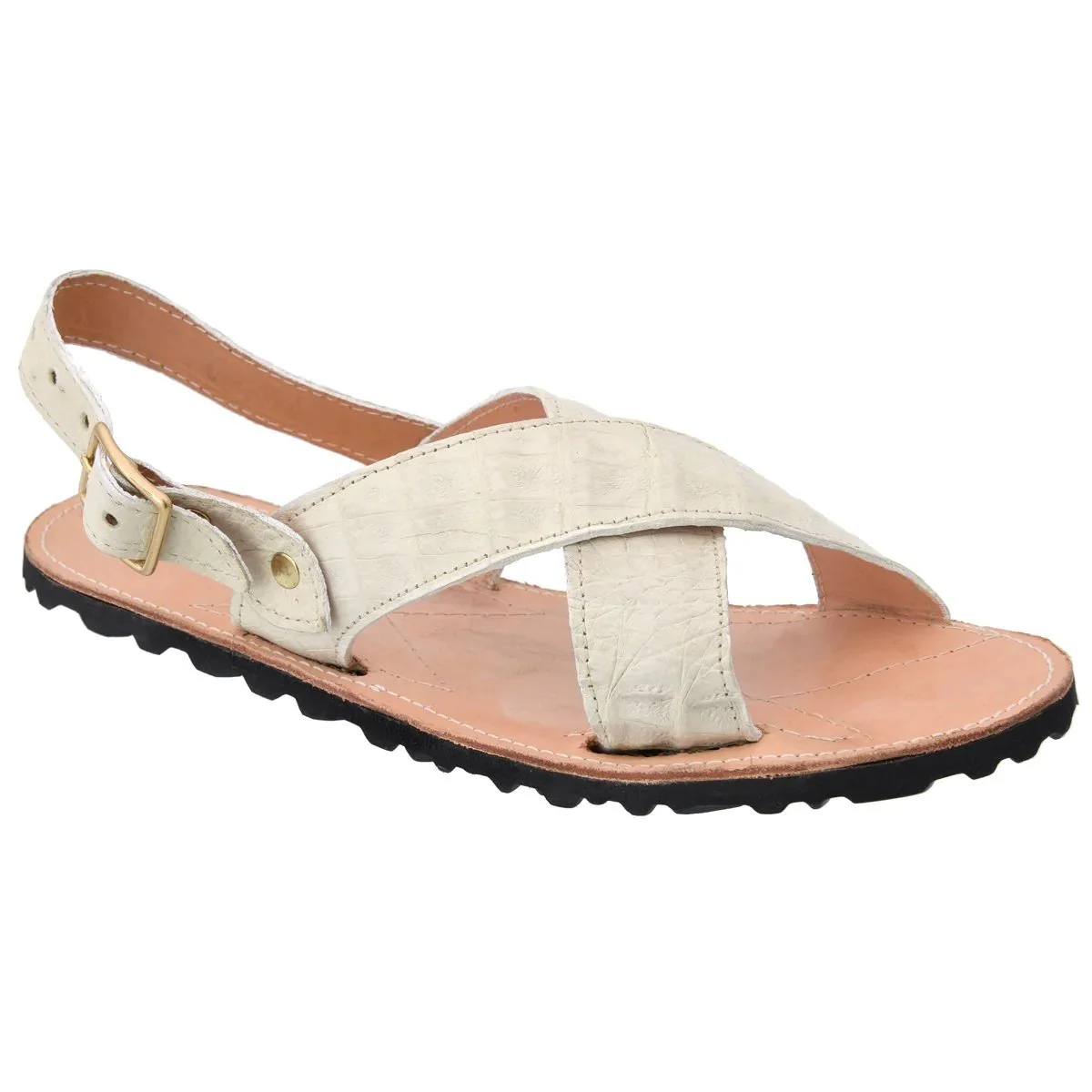 Huaraches de Cocodrilo Caiman Original Color Hueso - Imagen 2