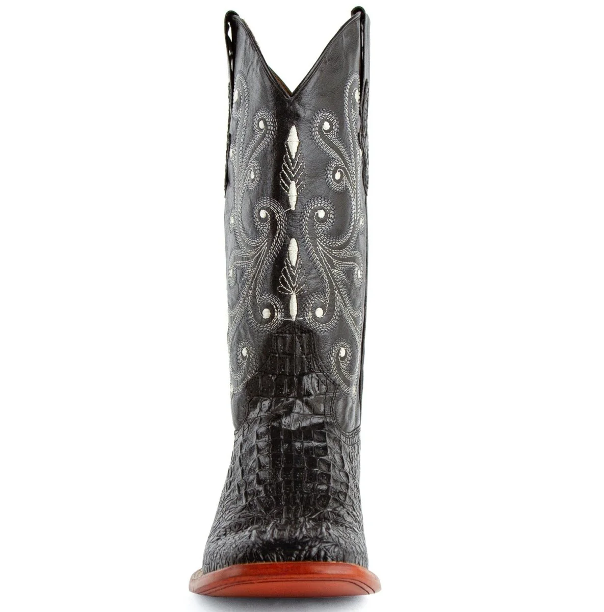 Men's Ferrini Caiman Crocodile Print Boots Handcrafted Black 4039304 - Imagen 5
