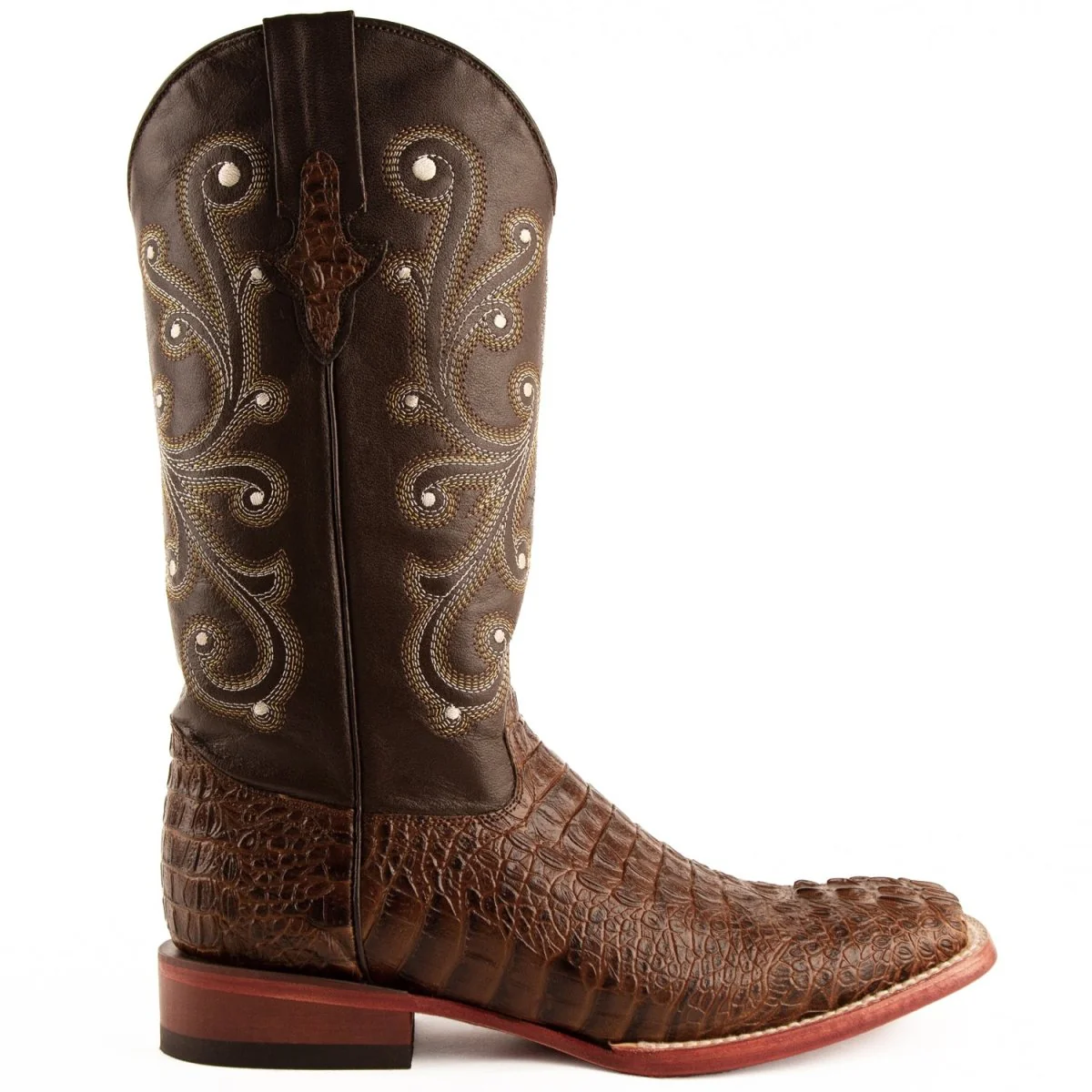 Men's Ferrini Caiman Crocodile Print Boots Handcrafted Rust 4039323 - Imagen 4