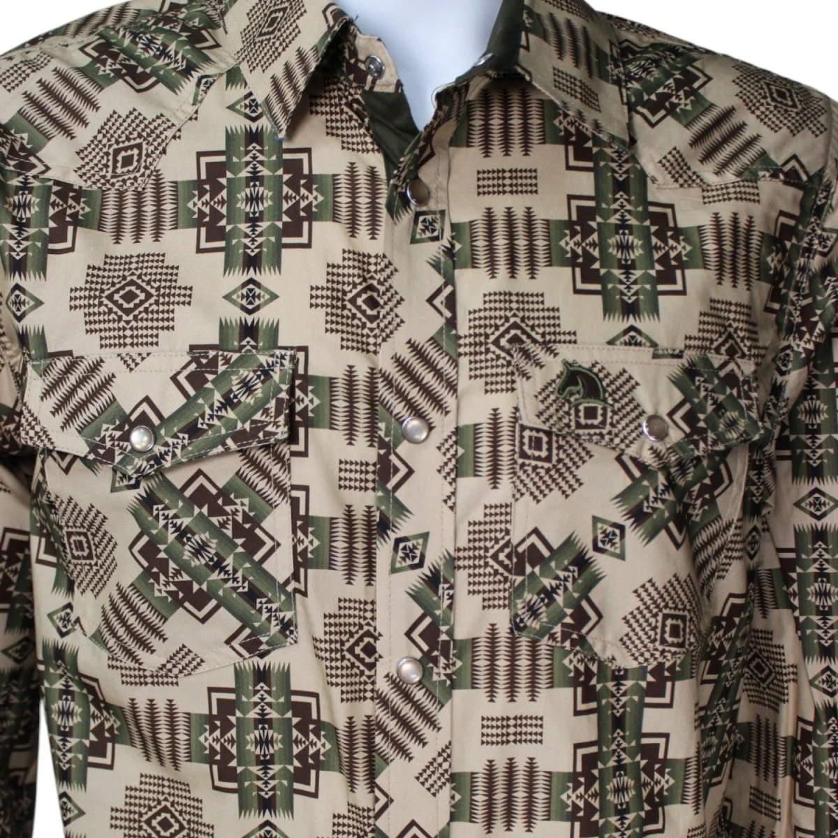 Men's White Diamonds Long Sleeve Grey Western Shirt - Imagen 3