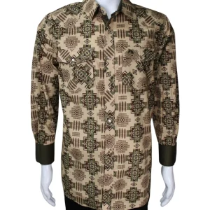 Men's White Diamonds Long Sleeve Grey Western Shirt