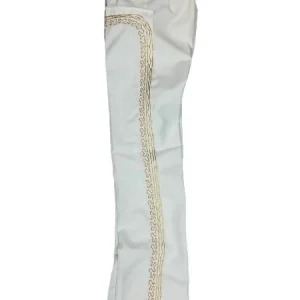 Pantalon Charro Economico para Adulto en Color Hueso con Oro IMP-77121