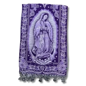 Rebozo Tradicional Mexicano con Imagen de la Virgencita Morado IMP-79282
