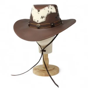 Sombrero de Piel Original Color Cafe con Pelo de Vaca TOM-7212