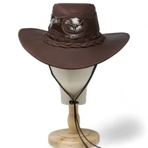 Sombrero de Piel Original Color Cafe y Pelo de Vaca Stone Hats TOM-7104