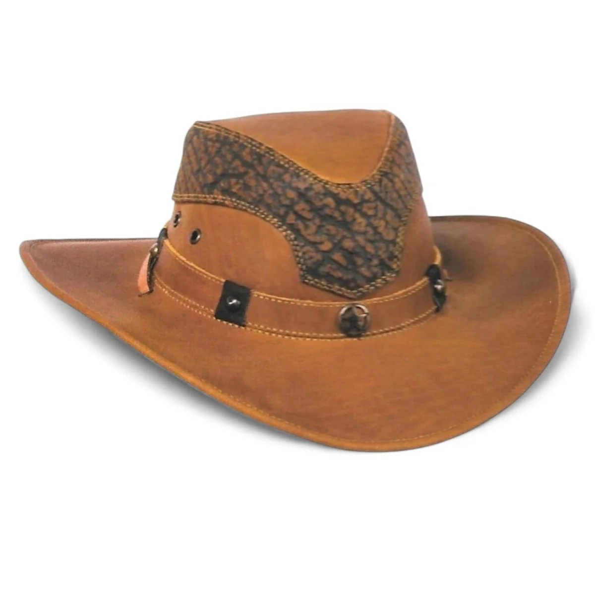 Sombrero de Piel Original Color Cognac con Cuello de Toro TOM-7109