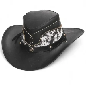 Sombrero de Piel Original Color Negro con Pelo de Vaca TOM-7204