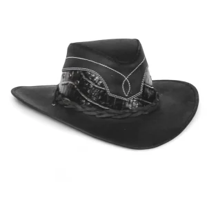 Sombrero de Piel Original Color Negro y Cocodrilo Stone Hats TOM-7106