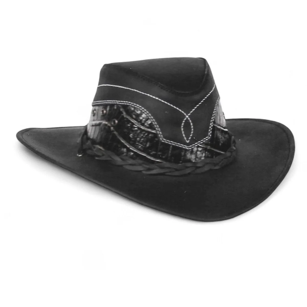 Sombrero de Piel Original Color Negro y Cocodrilo Stone Hats TOM-7106