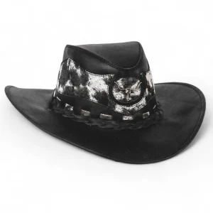 Sombrero de Piel Original Color Negro y Pelo de Vaca Stone Hats TOM-7103