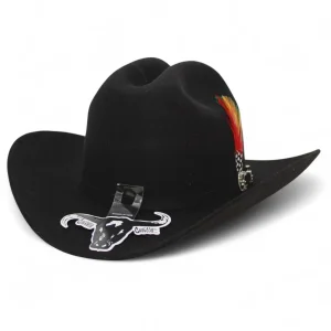 Texana Sinaloa Black Panther Cuernos Chuecos 6X Estilo Panter Belico