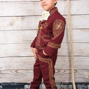 Traje Charro para Niño (TODO INCLUIDO) Color Vino y Oro imp-72310