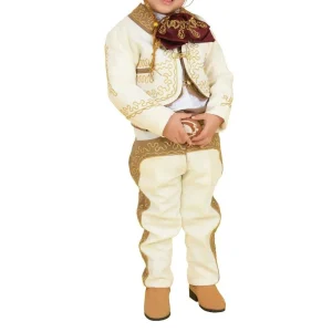 Traje Charro para Niño (TODO INCLUIDO) Hueso con Camel y Oro imp-72317