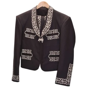 Traje de Charro de Lujo con Fino Bordado para Hombre Cafe con Beige WD-1009