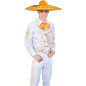 Traje de Charro para Hombre (TODO INCLUIDO) Color Blanco y Oro imp-72143