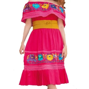 Vestido Artesanal Fino Bordado Color Fuschia para Mujer IMP-77350