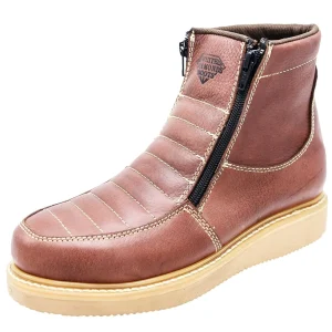 Botas de Trabajo Cuero Original con Doble Zipper Color Cafe WD-447