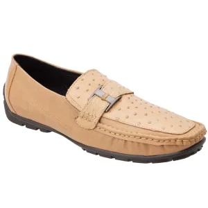 Zapatos Mocasines de Avestruz Original Color Arena White Diamonds